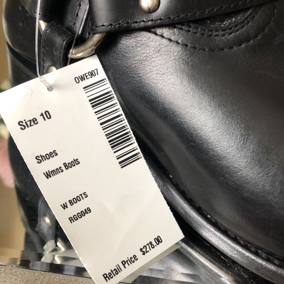 FRYE Wyatt Harness Genuine Black Leather Booties - Picture 7 of 9